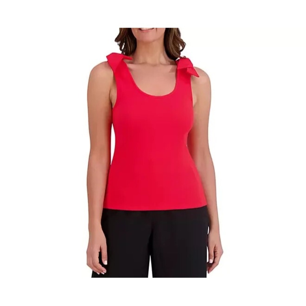 French Connection Womens Bow Shoulder Tank Top Red Size M Solid Scoop Neck